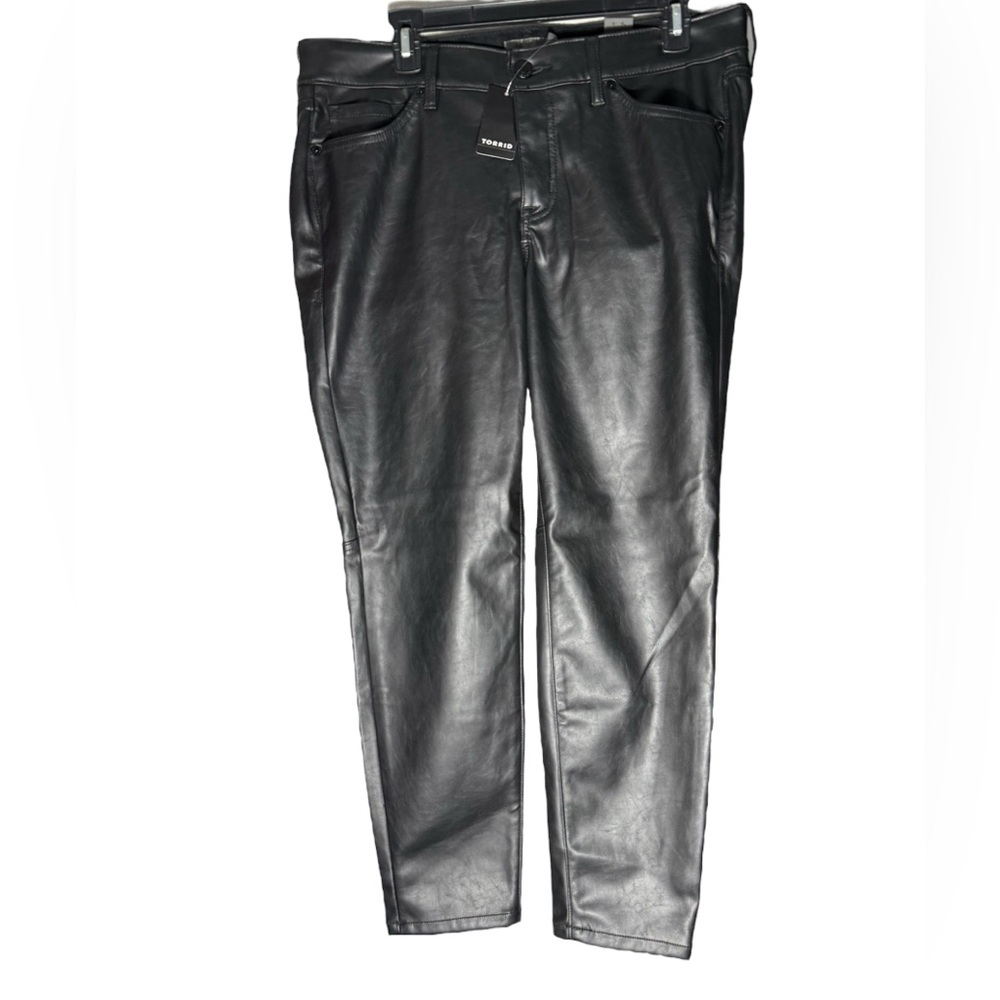Torrid Faux Leather pants Womens Sz 12 Perfect Skinny High Rise Deep Black NWT